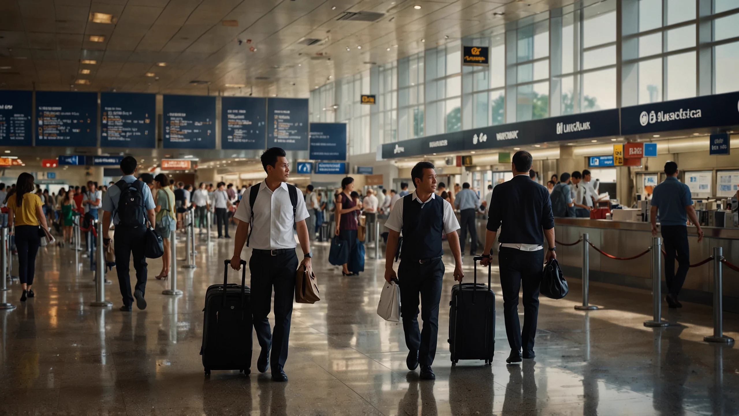 *Hành khách đang làm thủ tục xin visa đi Đức tại sân bay.*